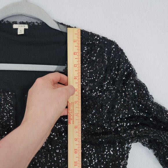 J Crew Sweater Womens Small Black Sequin Open Front 3/4 Sleeve Formal Cardigan - Picture 5 of 13